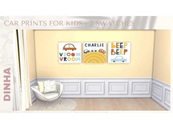 Mix Car Prints for Kids - The Sims 4 Custom Content