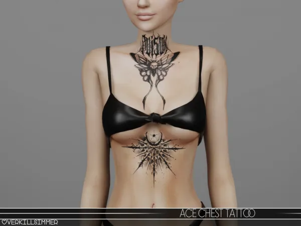 Mix Ace chest tattoo - The Sims 4 Custom Content