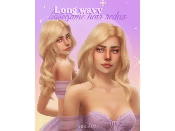 Maxis Match Basegame hair redux 'Long wavy over rt shoulder' by Miiko - The Sims 4 Custom Content