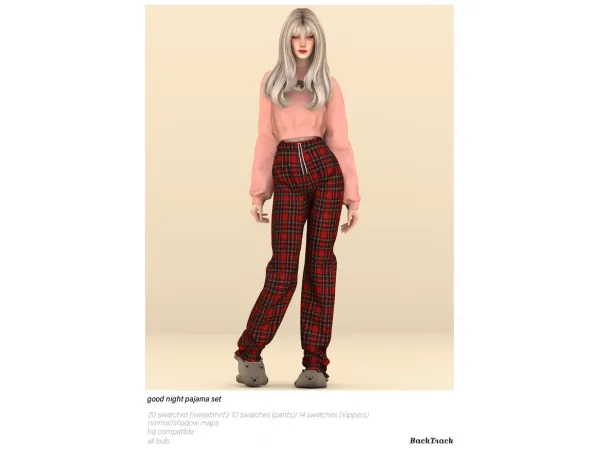 Alpha Good Night Pajama Set by BackTrack - The Sims 4 Custom Content