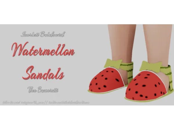 Alpha [Scarlett Bulckowisk] Watermellon Sandals - The Sims 4 Custom Content
