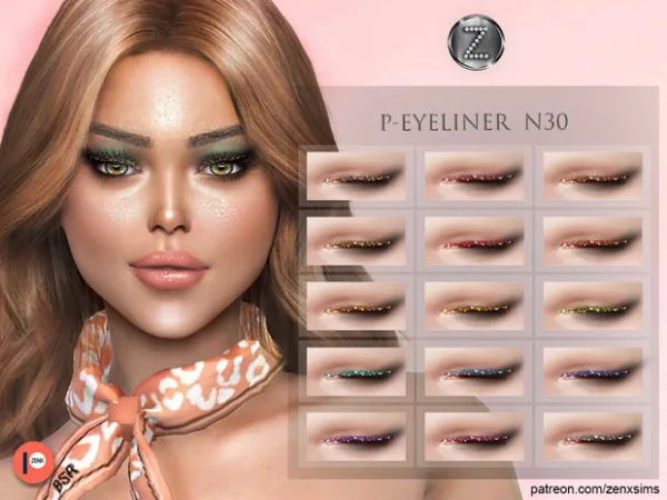 Alpha P EYELINER N30 by ZENX - The Sims 4 Custom Content