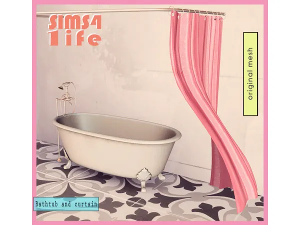 Mix Bathtub and curtain by Sims41ife - The Sims 4 Custom Content