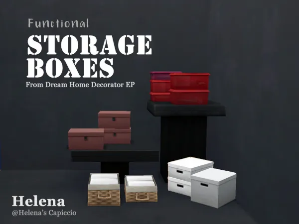Maxis Match Functional storage boxes from Dream Home Decor by Helenas Capriccio - The Sims 4 Custom Content