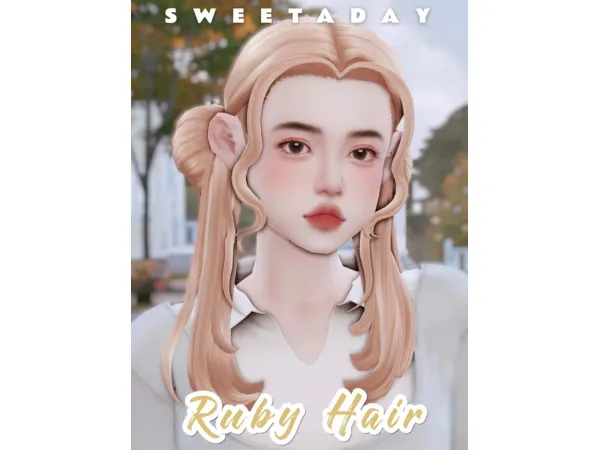 Maxis Match Ruby Hair by sweetaday - The Sims 4 Custom Content
