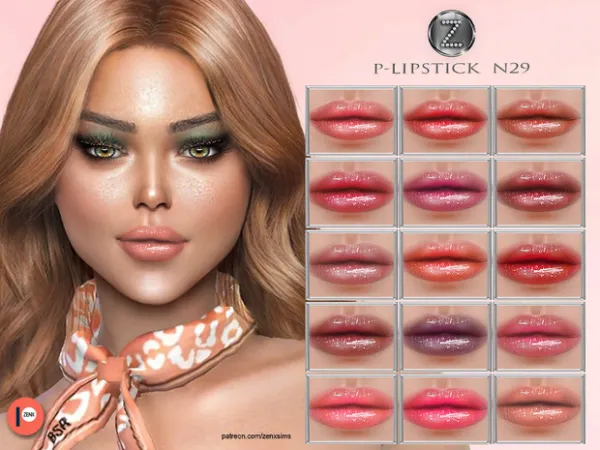 Alpha P LIPSTICK N29 by ZENX - The Sims 4 Custom Content