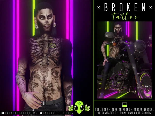 Mix broken tattoo - The Sims 4 Custom Content