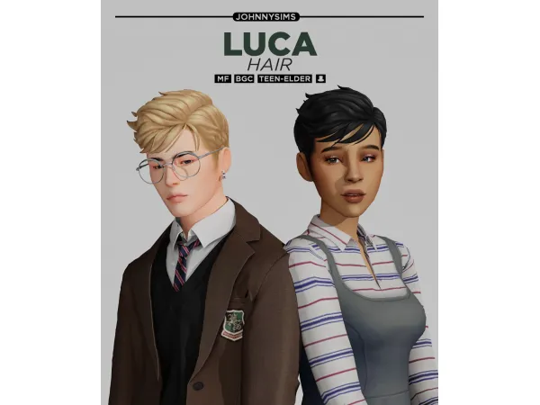Maxis Match Luca Hair by JohnnySims - The Sims 4 Custom Content