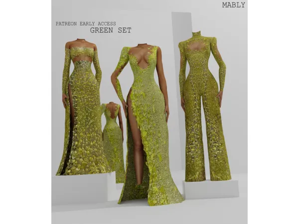 Alpha GREEN SET by MablyStore - The Sims 4 Custom Content