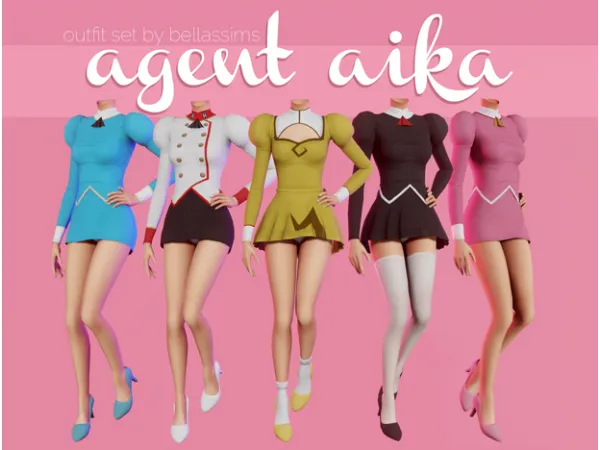 Mix Agent Aika Outfit Set Download by Bellassims - The Sims 4 Custom Content