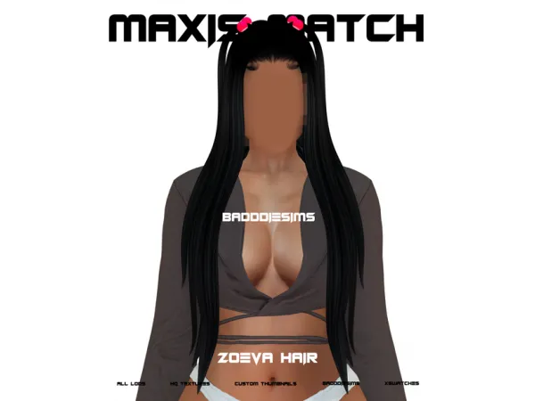 Mix ZOEVA HAIR by simsfinds - The Sims 4 Custom Content