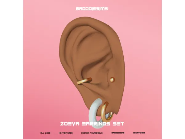 Mix ZOEVA EARRINGS SET by BADDDIESIMS - The Sims 4 Custom Content