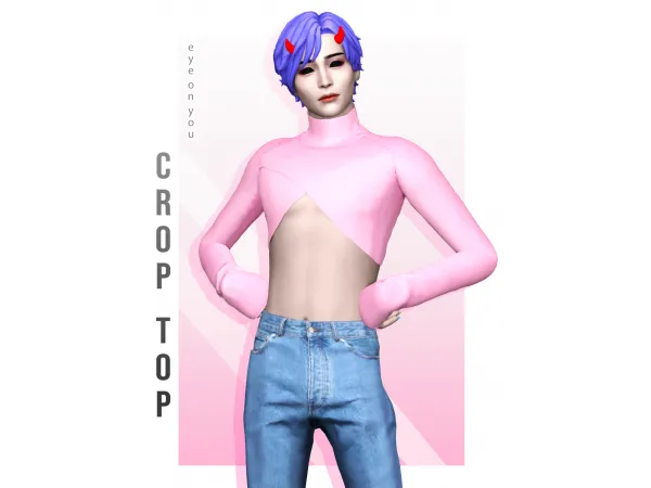 Alpha March '22 eye on you croptop by neriney - The Sims 4 Custom Content