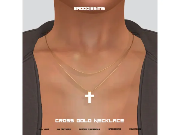 Alpha CROSS GOLD NECKLACE by simsfinds - The Sims 4 Custom Content