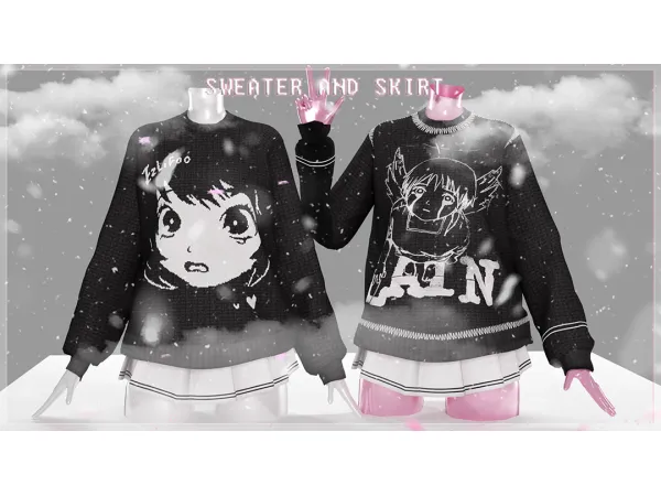 Alpha Sweater and skirt babyetears - The Sims 4 Custom Content