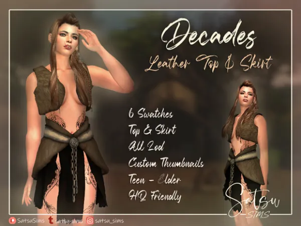 Alpha Decades Fur Top Skirt by SatsuSims - The Sims 4 Custom Content