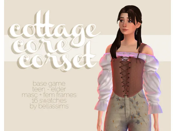 Maxis Match Cottage core Corset Download by Bellassims - The Sims 4 Custom Content