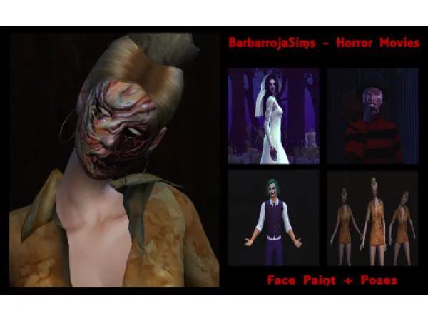 Alpha Horror Movies (Face paint Poses) by BarbarrojaSims - The Sims 4 Custom Content