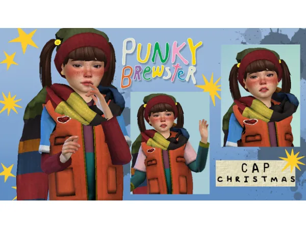 Mix Punky Brewster Cap Christmas by anna_bibi - The Sims 4 Custom Content