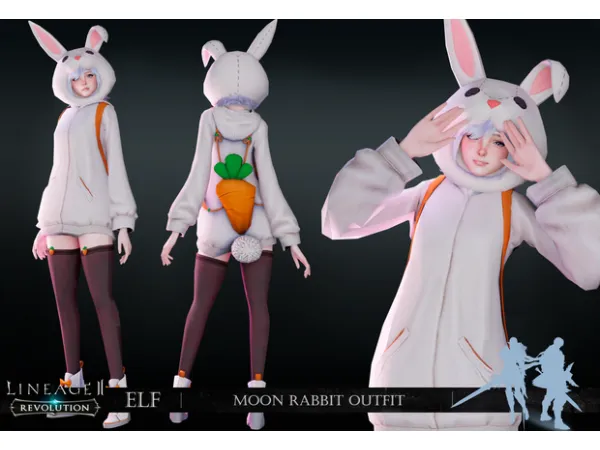 Alpha LineAge II Revolution Elf Moon Rabbit Outfit sims by simsfinds - The Sims 4 Custom Content
