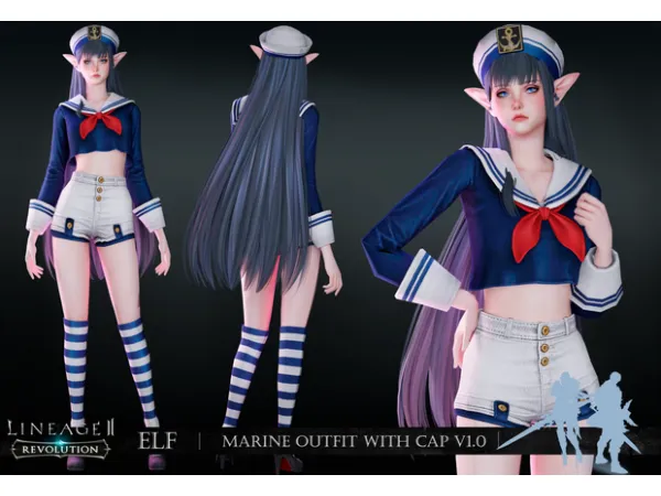 Alpha LineAge II Revolution Elf Marine Outfit and Cap V10 sims by simsfinds - The Sims 4 Custom Content