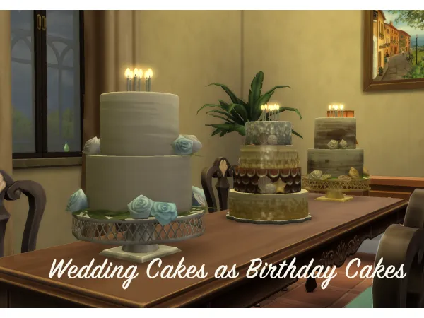 Maxis Match Wedding Cakes as Birthday Cakes by JaneSimsten - The Sims 4 Custom Content