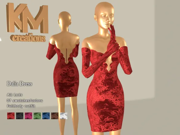 Alpha [KM] Dalia Dress by kmcreations_ts4 - The Sims 4 Custom Content