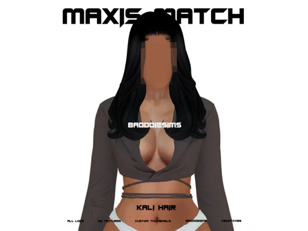 Maxis Match KALI HAIR by BADDDIESIMS - The Sims 4 Custom Content