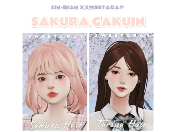 Maxis Match LIN DIAN x SWEETADAY Sakura Gakuin - The Sims 4 Custom Content