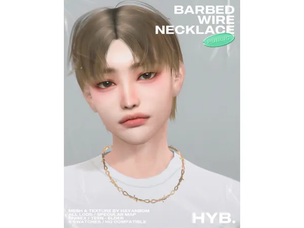 Alpha [HYB] BARBED WIRE NECKLACE by HAYANBOM - The Sims 4 Custom Content