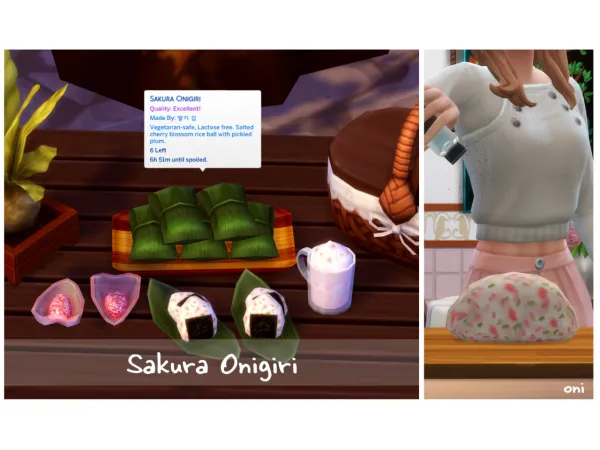 Maxis Match April 2022 Recipe_Sakura Onigiri by ONI - The Sims 4 Custom Content
