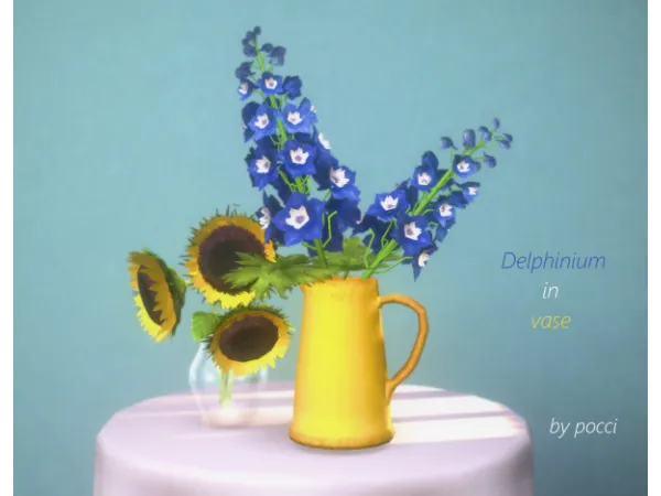 Mix Delphinium in vase by gardenbreeze - The Sims 4 Custom Content