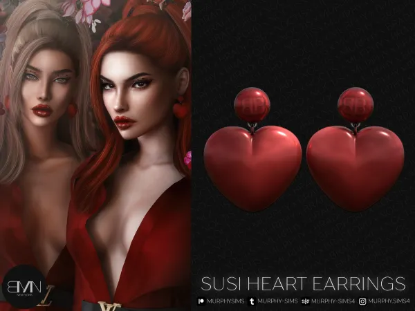 Alpha Susi Heart Earrings - The Sims 4 Custom Content