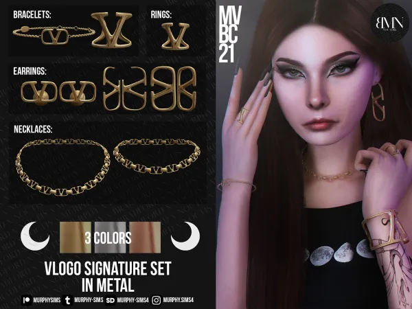 Alpha VLogo Signature Set in Metal - The Sims 4 Custom Content
