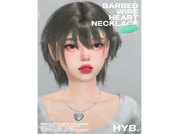 Alpha [HYB] BARBED WIRE HEART NECKLACE - The Sims 4 Custom Content