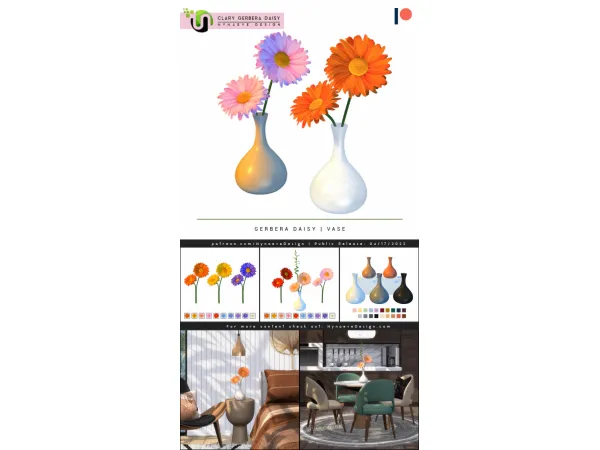 Alpha Clary Gerbera Daisy by Nynaeve Design - The Sims 4 Custom Content