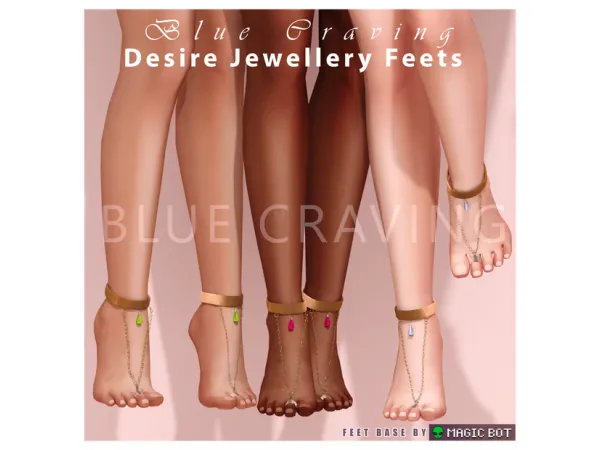 Alpha Blue Craving Desire Feet Jewellery - The Sims 4 Custom Content