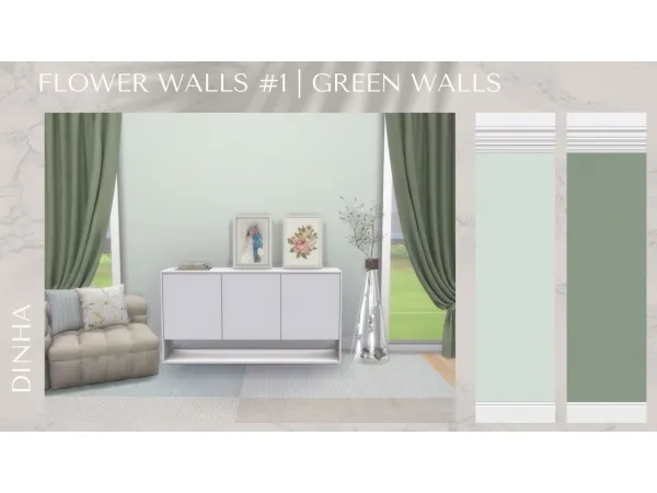 Mix Flower Walls 1 Green Matching Walls - The Sims 4 Custom Content