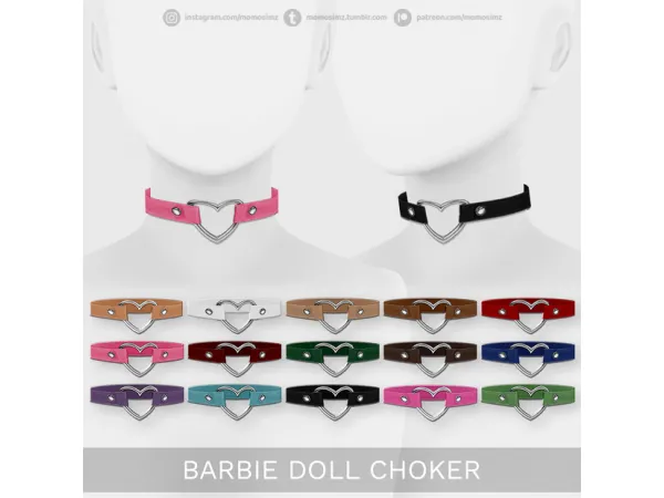 Alpha Barbie Doll Choker by simsfinds - The Sims 4 Custom Content