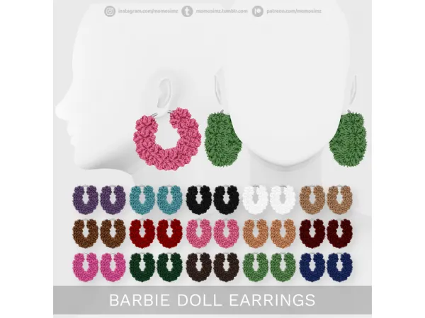Alpha Barbie Doll Earrings by simsfinds - The Sims 4 Custom Content