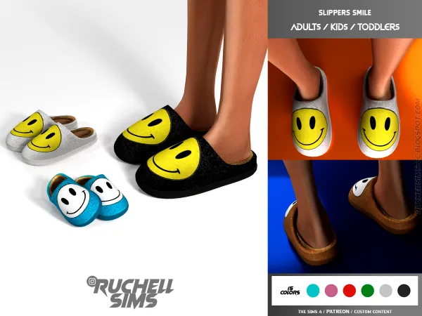 Alpha SLIPPERS SMILE ADULTS KIDS TODDLERS FREE - The Sims 4 Custom Content