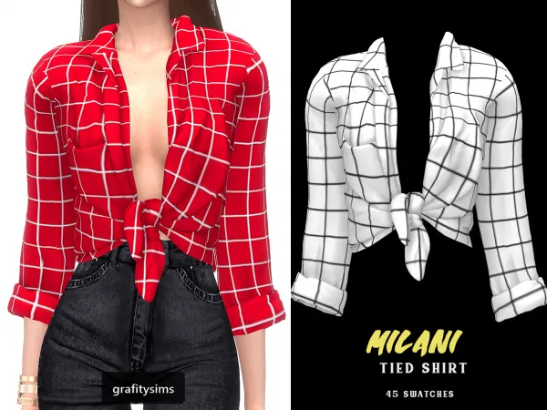 Alpha Milani Tied Shirt - The Sims 4 Custom Content