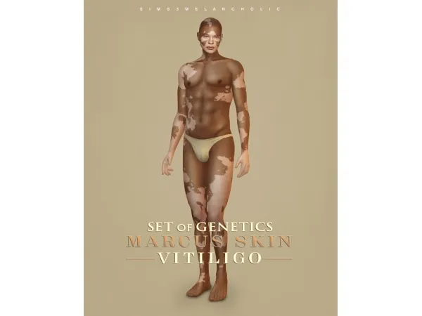 Marcus skin VITILIGO & Set of genetics by sims3melancholic