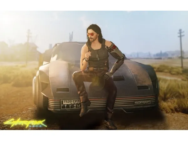 Mix Cyberpunk 2077 Johnny Silverhand pose pack by EllieMaySims - The Sims 4 Custom Content