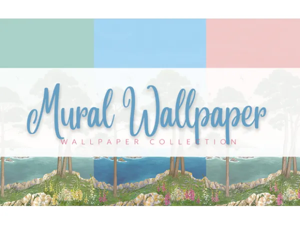 Maxis Match Scenic Mural Wallpaper by simsfinds - The Sims 4 Custom Content