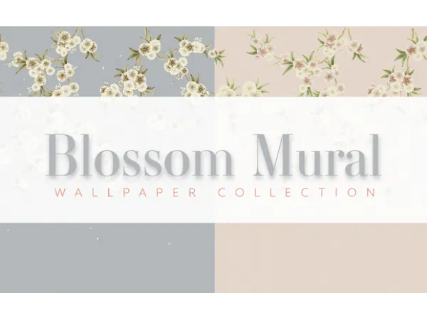 Maxis Match Blossom Mural Wallpaper by simsfinds - The Sims 4 Custom Content