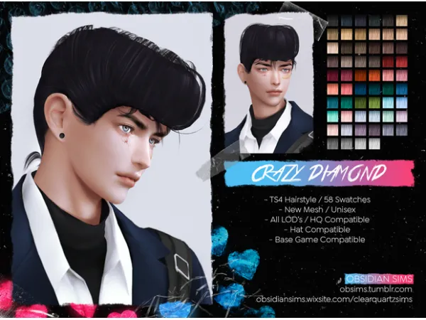 Alpha CRAZY DIAMOND HAIRSTYLE New mesh by obsims - The Sims 4 Custom Content