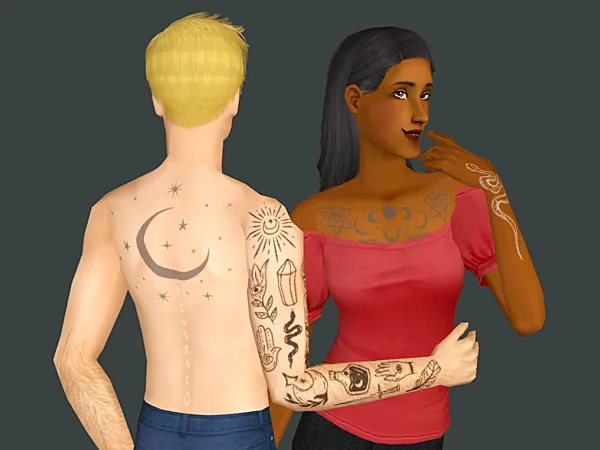 Witchy Tattoo Overlays - The Sims 2 Custom Content