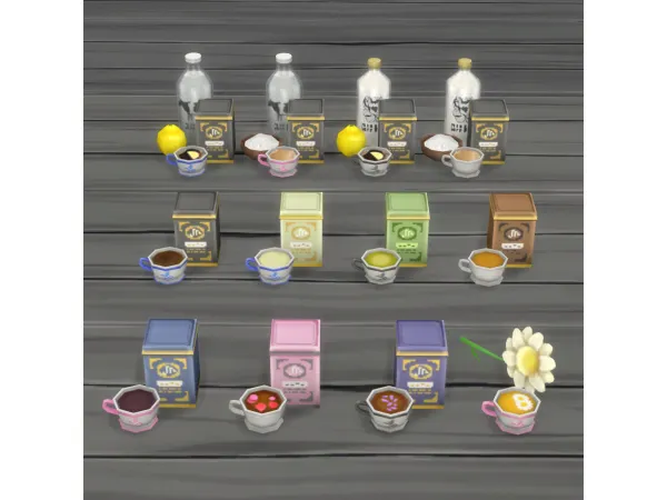 Maxis Match Tea Party Teas Drink Recipe Set - The Sims 4 Custom Content