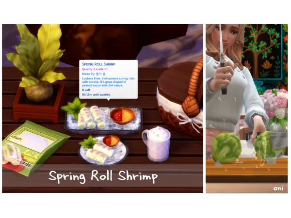 Maxis Match April 2022 Recipe_Spring Roll Shrimp by ONI - The Sims 4 Custom Content